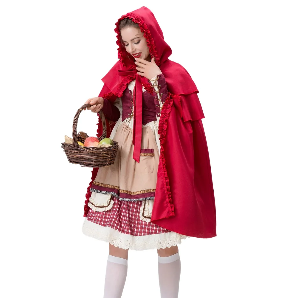 

Halloween Adult Rural Little Red Riding Hood Stage Play Costume Farmhouse Maid Party Costume