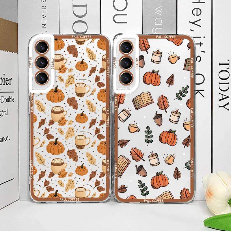 Autumn Pumpkin & Maple Leaf Transparent Soft Phone Case