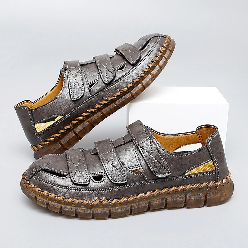 

38-47 летние модные мужские кожаные туфли ручной работы, повседневные мужские Нескользящие сандалии, Мужская обувь для вождения, бесплатная доставка