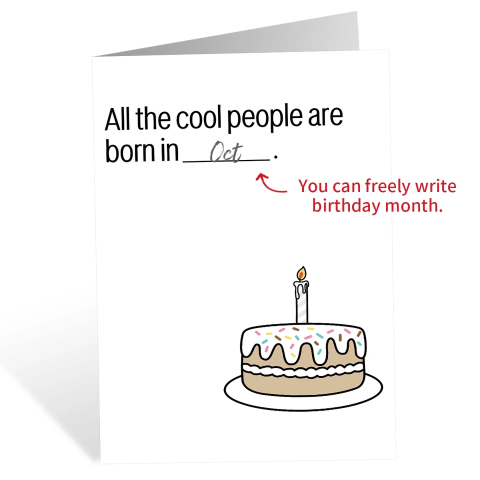 Funny Birthday Card,All The Cool People are Born in ,Happy Birthday  Greeting Card With Envelope Birthday Party Invitation Cards - AliExpress, image size:960x960