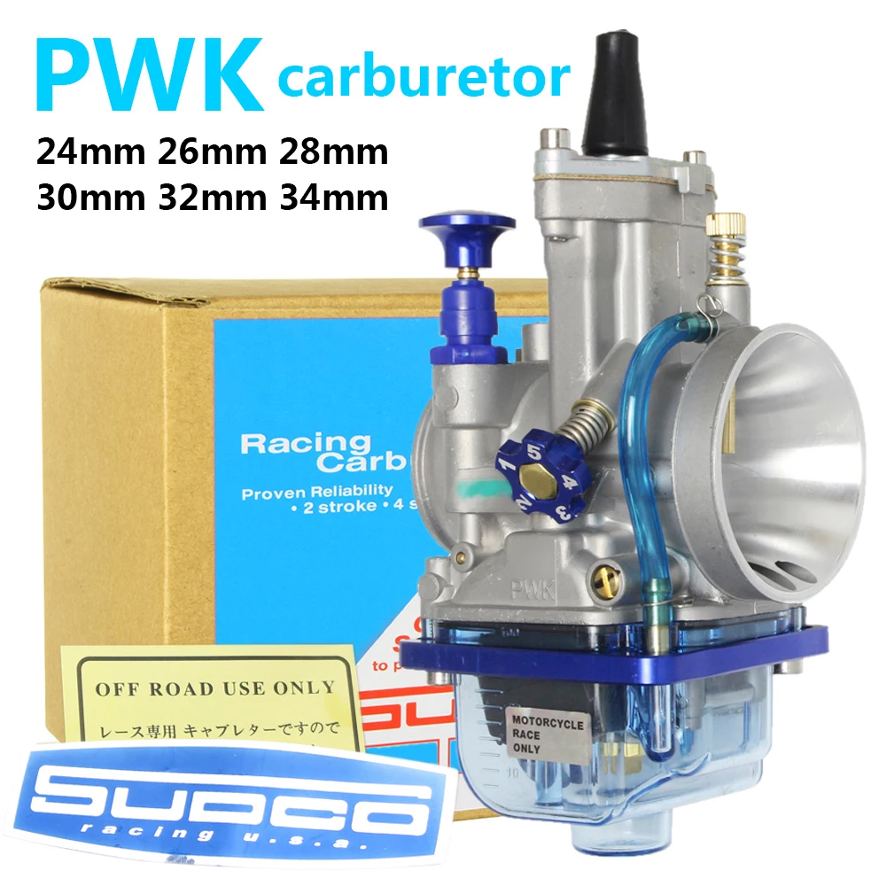 Carburatore Universale PWK 30 Mm Per Motori 2T Da 100cc A 250cc | Per Motocross, Quad, Scooter, ATV, Dirt Bike | Lega Di Alluminio Con Getto Di Potenza E Tubi Inclusi | Nero