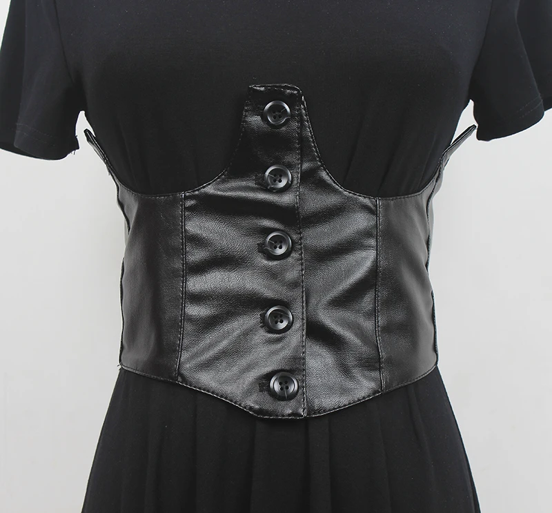 

Black PU Corset Waistband High Wide Elastic Waist Belt Women Fashion European Sexy Office Ladies Cinture Dress Strap Waist Belts