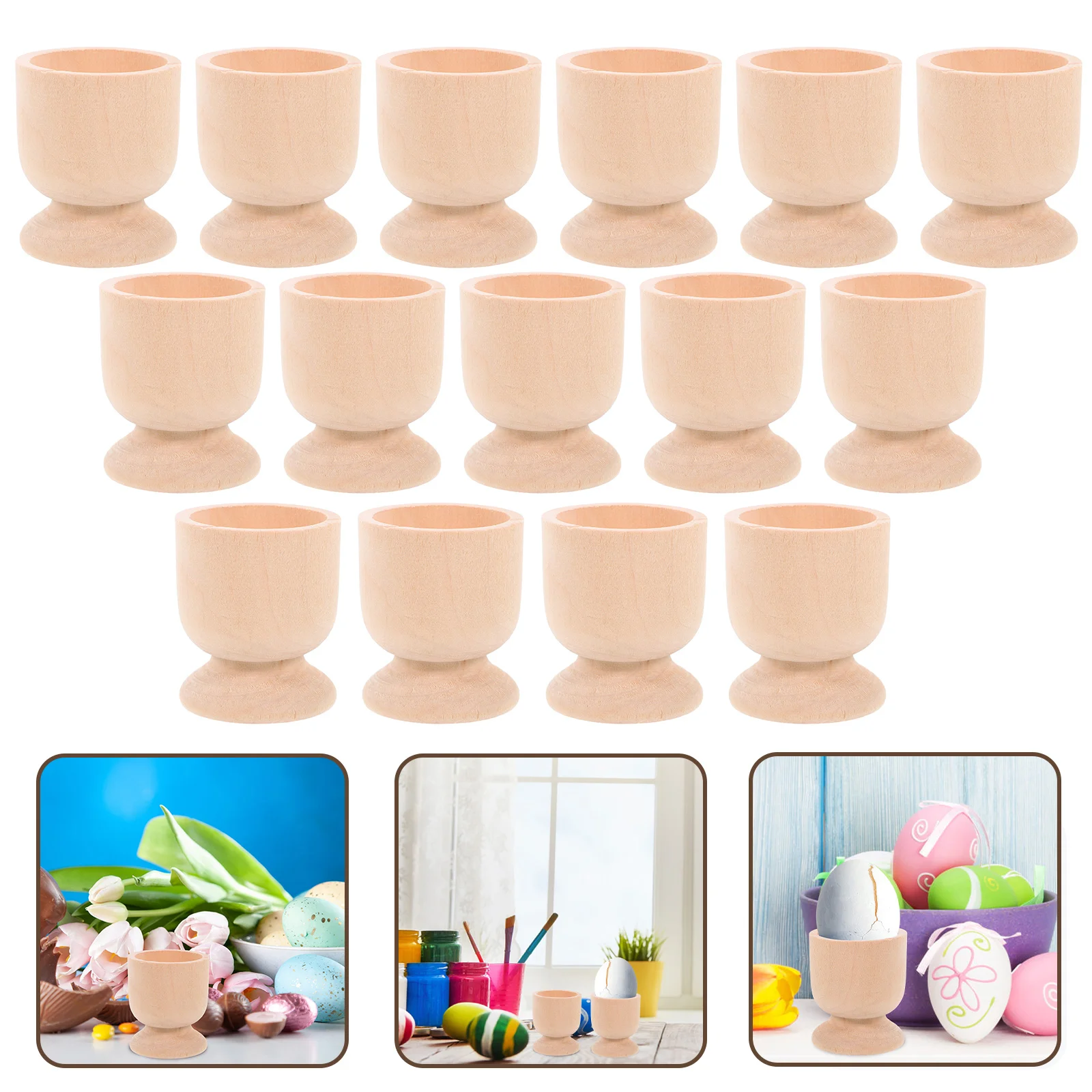 

Easter Egg Cup Wood Holders Wooden DIY Eggs Tray Tabletop Holding Cups Container Classic Craft Festival Storage Holder