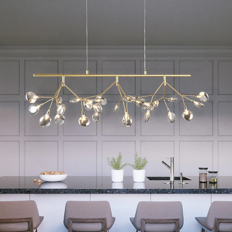 

Modern Creative Firefly Chandelier ceiling Glass Dining room Hanging lights Living room Bar LED Long Restaurant Office Fixtures