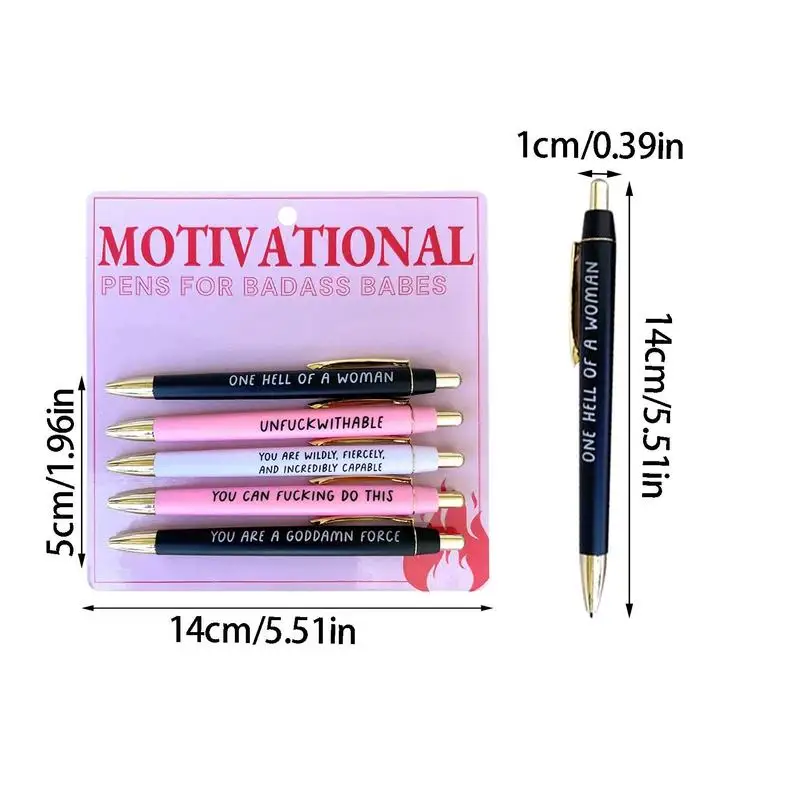 5pcs Inspirational Ballpoint Pens Novelty Pens Retractable Pen