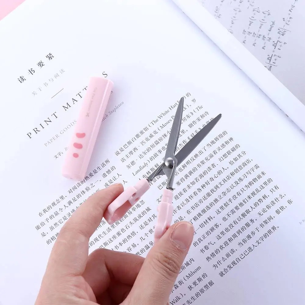 사무실 학교 용품 소녀 선물, 귀여운 휴대용 노벨티 스테인레스 스틸 접이식 디자인, 고양이 발 가위, 손 가위
