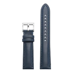 Luxurious Vintage Cowhide Leather Watch Strap - Quick Release, Brown - 22mm (Blue)