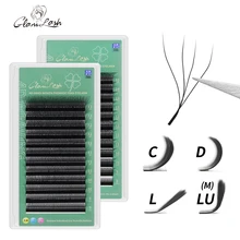 GLAMLASH 4D - W 모양 속눈썹 연장 자동 꽃 W 가짜 속눈썹 0.07mm C/D/L/LU 컬 개별