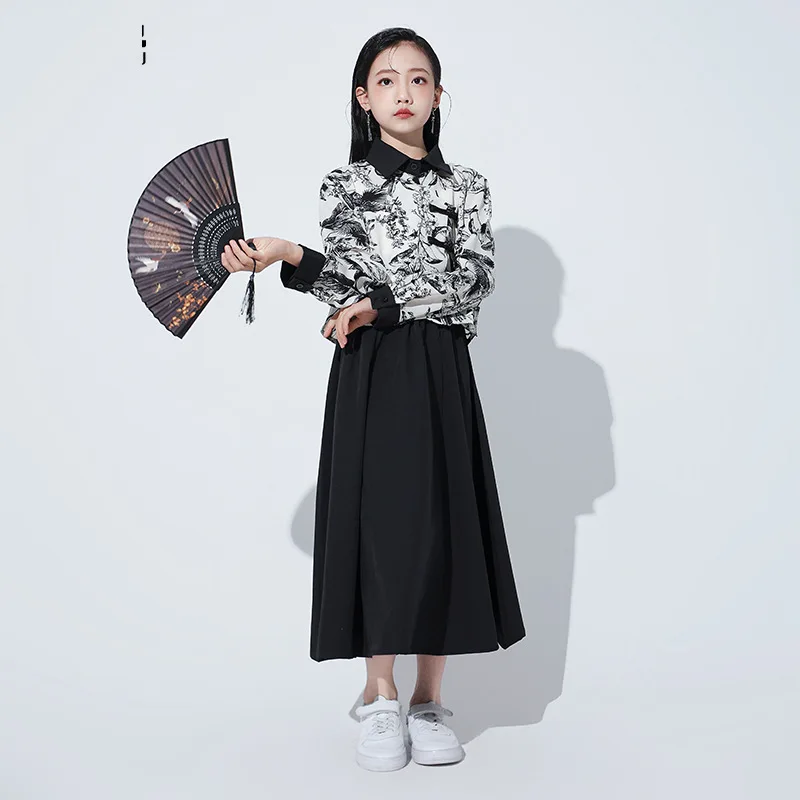 Chinese Style Hanfu Child Dance Clothes Jazz T Shirt Pants Dress Ballroom Dancing Competition Hip Hop Costumes 4 Girls Boys
