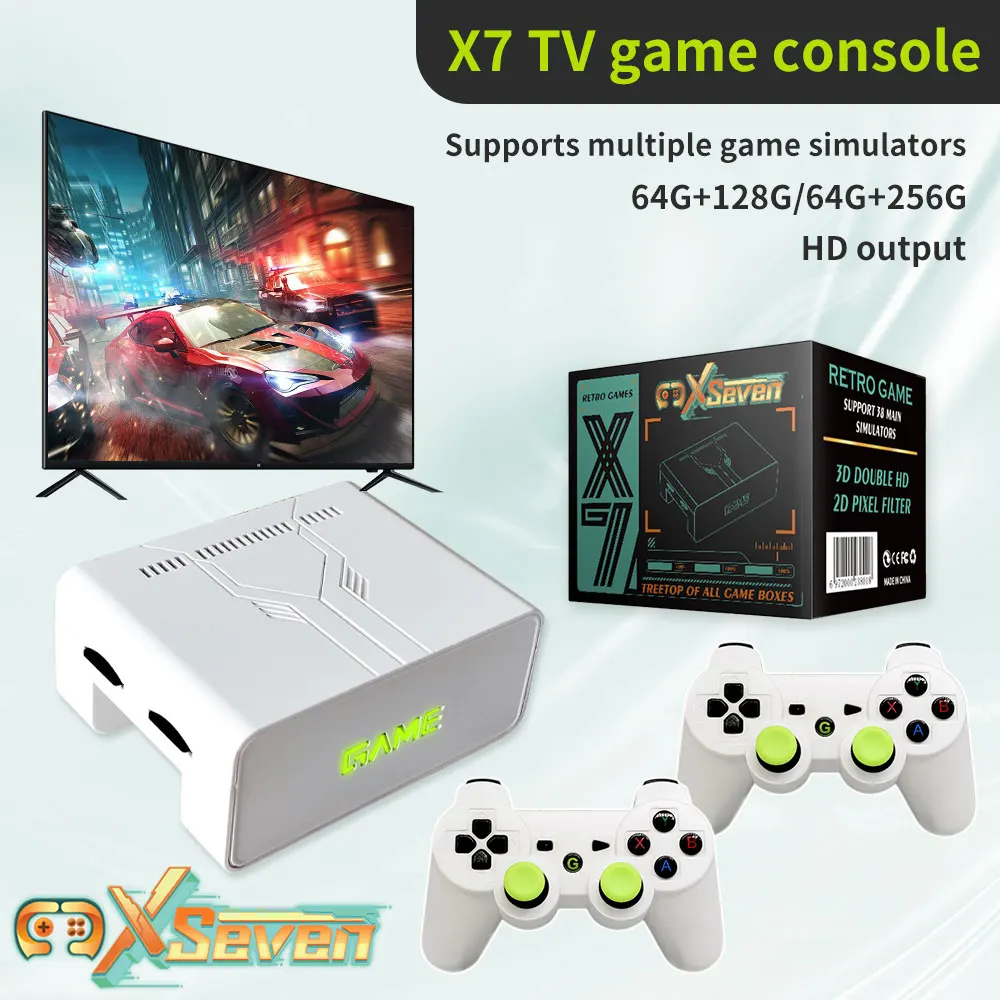 

NEW X7 128G 256G Linux System Y7 4K Video Game Console LPDDR4 2GB TV Box Wireless Controller Retro Game 10000+ Support PSP