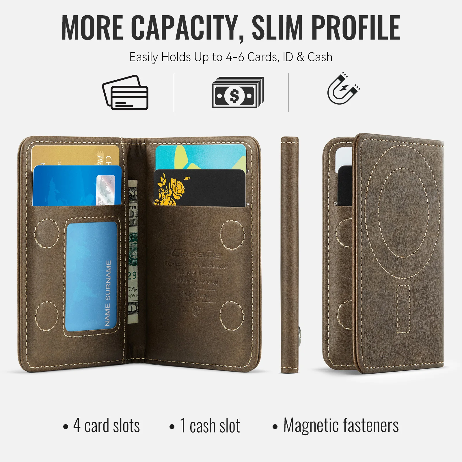 Universal Magnetic Card Holder Wallet with Skin Feel Finish