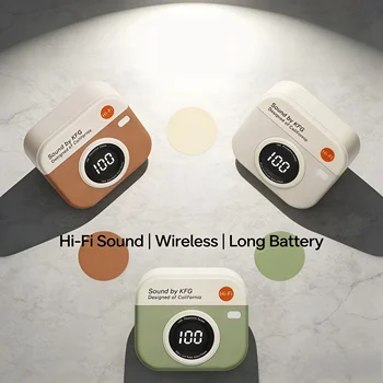 Écouteurs sans fil Bluetooth, caméra rétro, affichage créatif du niveau de batterie, casque de musique, longue durée de vie de la batterie