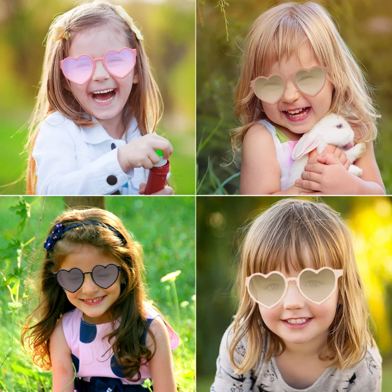 Kids Sunglasses Children Sunglasses Children Girls Polycarbonate Heart Shape Vintage UV400 Polarized Sunglasses