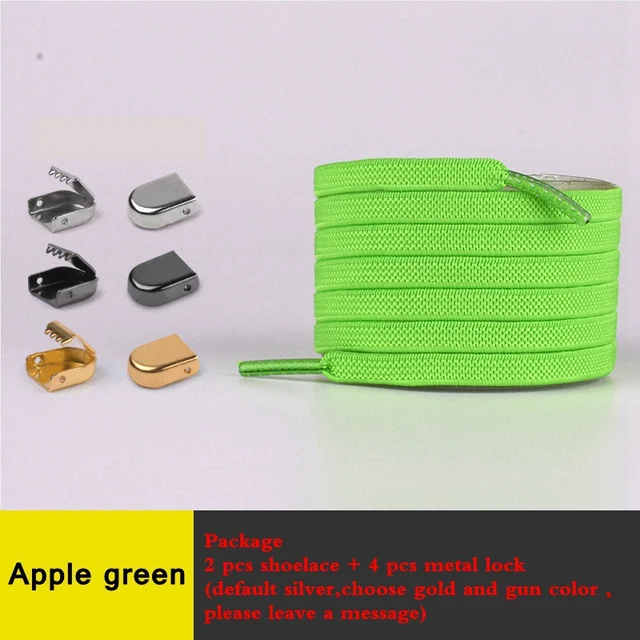 No Tie Flat Hiking Running Shoe Lace Elastic Shoelaces Outdoor Leisure Sneakers Quick Safety Flat Shoelace Kids Adult Lazy Laces Apple green