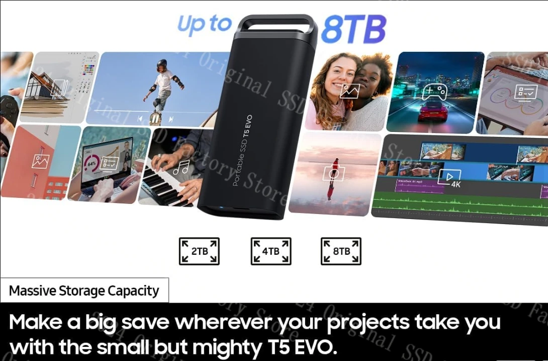  CŸ USB 3.2  SSD PS5 T5 EVO Ÿ   Ƽ ̽ ȣȯ,  , 460 MB/S, 8TB, 16TB