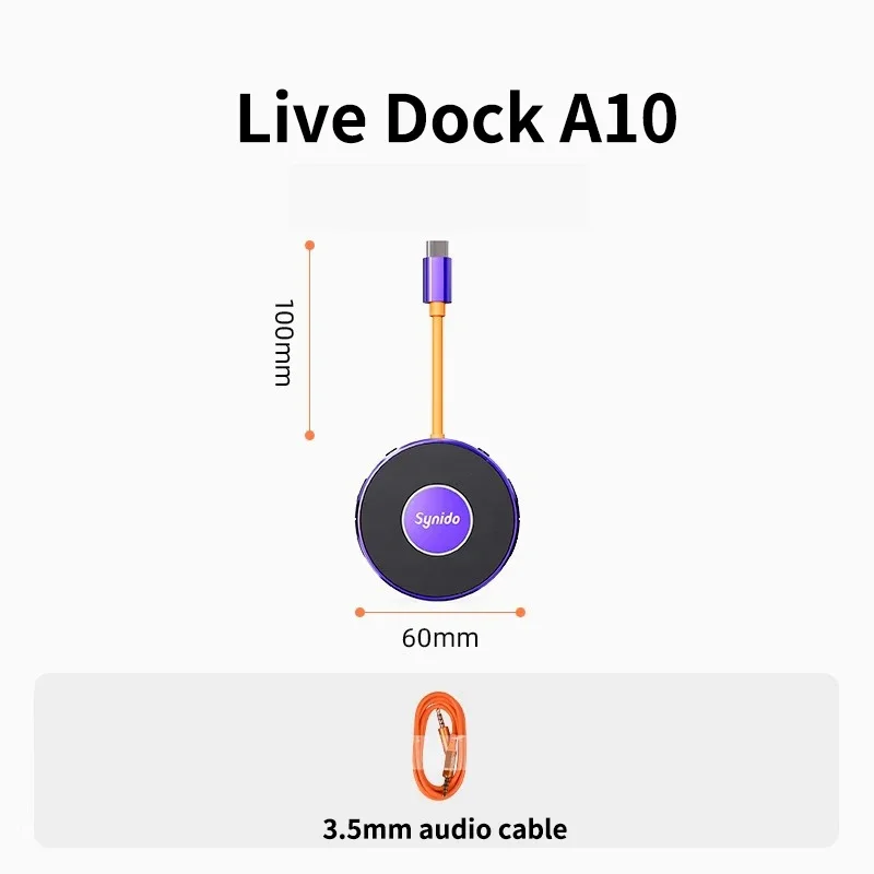 Adapter audio Synido Live Dock A10/A20 z USB-C do przenośnego nagrywania muzyki, interfejs audio dla iPhone, telefonów z systemem Android, komputerów PC