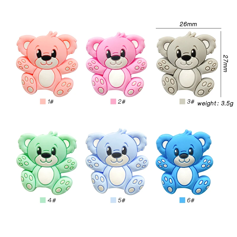 10pcs Cartoon mini bear Silicone Beads DIY Cute Teething Toys Silicone Baby Teether beads