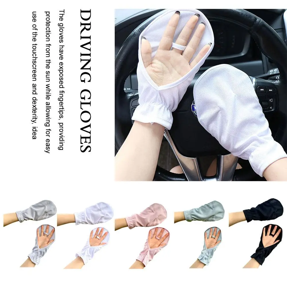 

1pair Summer Sunscreen Gloves Short Men And Women Sunshade Breathable Non-slip Gloves Driving Anti-UV Riding Fingertip Outd Q9T5