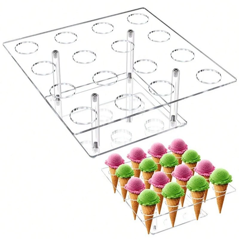1개 6/16홀 아크릴 아이스크림 콘 홀더 컵케이크 팝콘 랙 파티 웨딩 뷔페 디스..