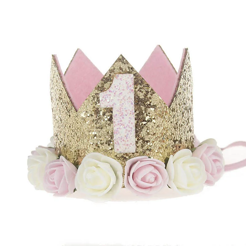 Birthday Crown Baby Party Hat Princess Headband 1 Year Birthday Decorations Baby Shower 1st 2nd 3rd Party Supplies
