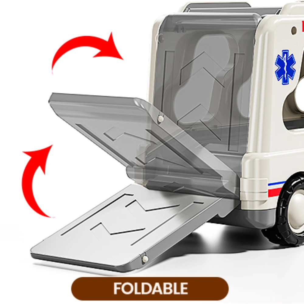 WizKidz Play Ambulance Toy Vehicle Truck With Light & Sound for Kids 3+ Years Old Emergency Rescue Police Fire Helicopter Gifts 5