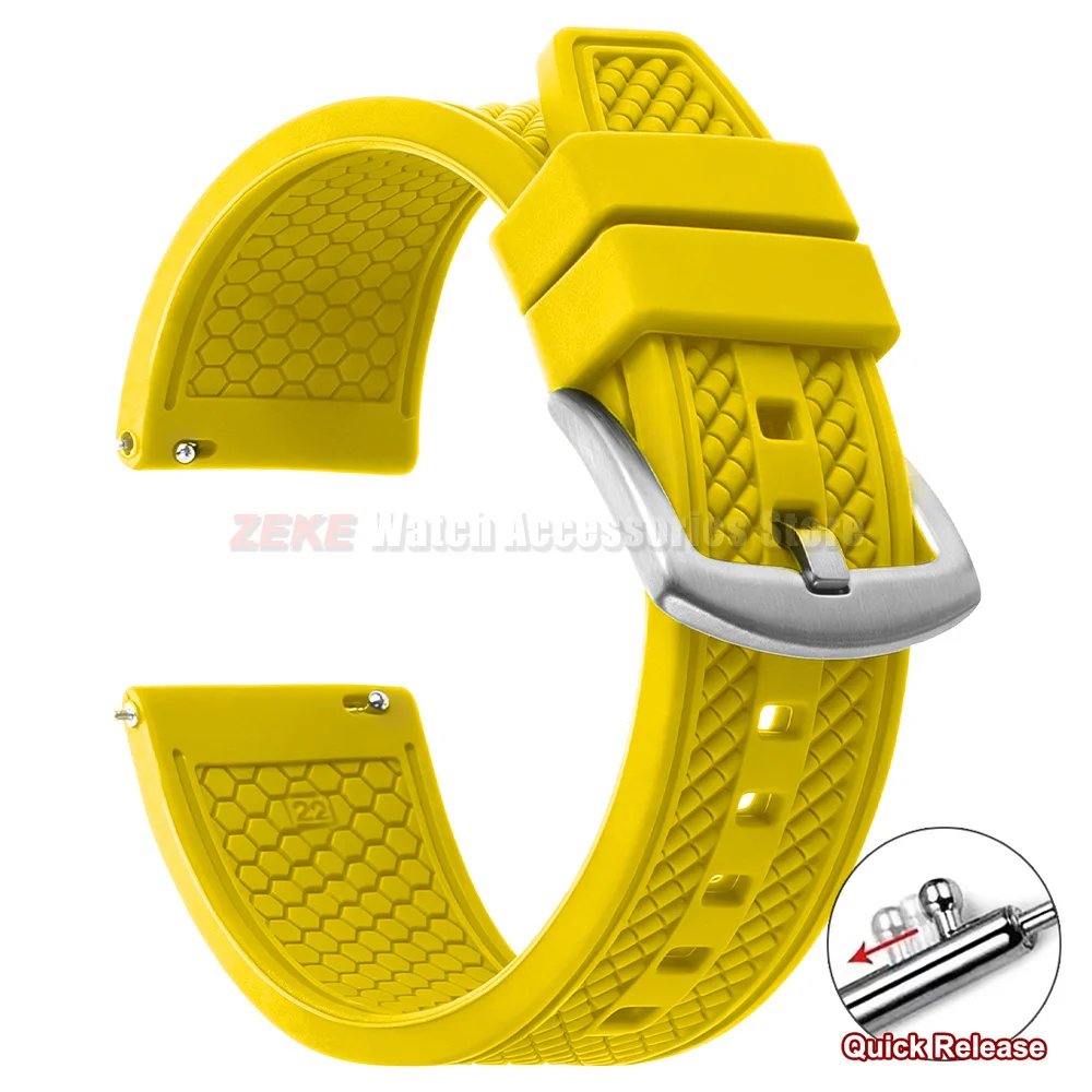 Universal Sports Silicone Watchband - 20mm/22mm Waterproof Rubber Strap