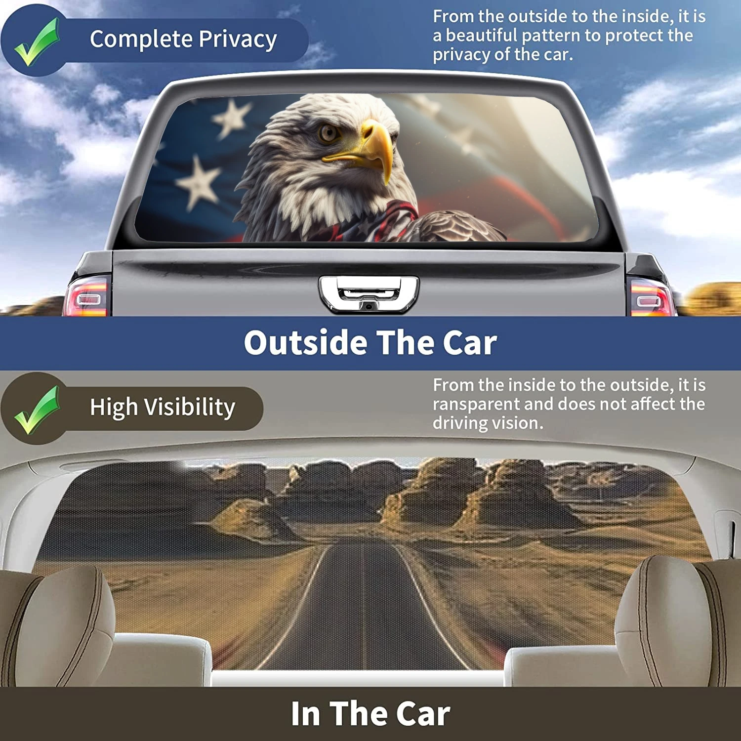 Majestic Eagle Car Rear Window Decal Fit Pickup,Truck,Car Universal See ...