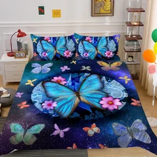 

European Pattern Hot Sale Soft Bedding Set 3d Digital Butterfly Printing 2/3pcs High Quality Duvet Cover Set ES/DE/EU/US Size