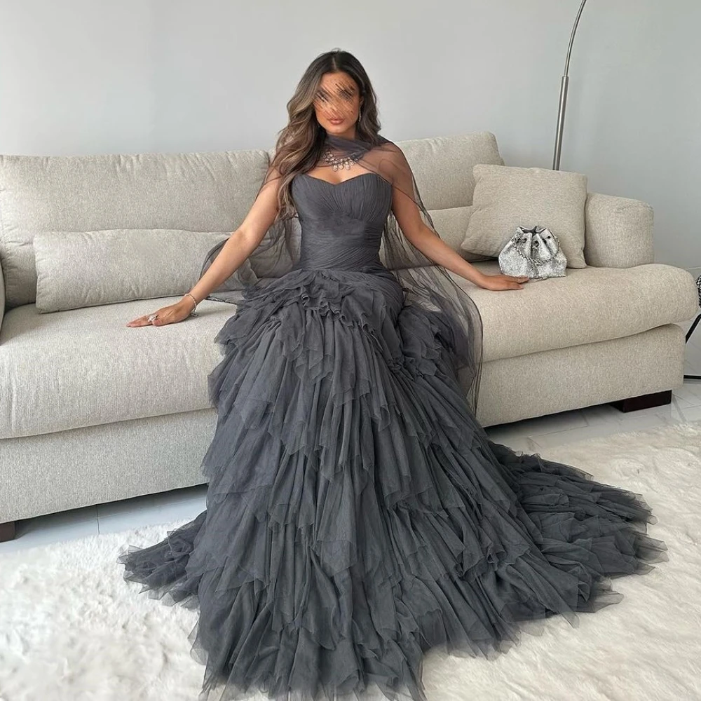 

Fashion Simple Strapless Ball gown Evening Dresses Fold Contoured Skirts Net/Tulle Prom oud,insence,burner,Mosque,gold