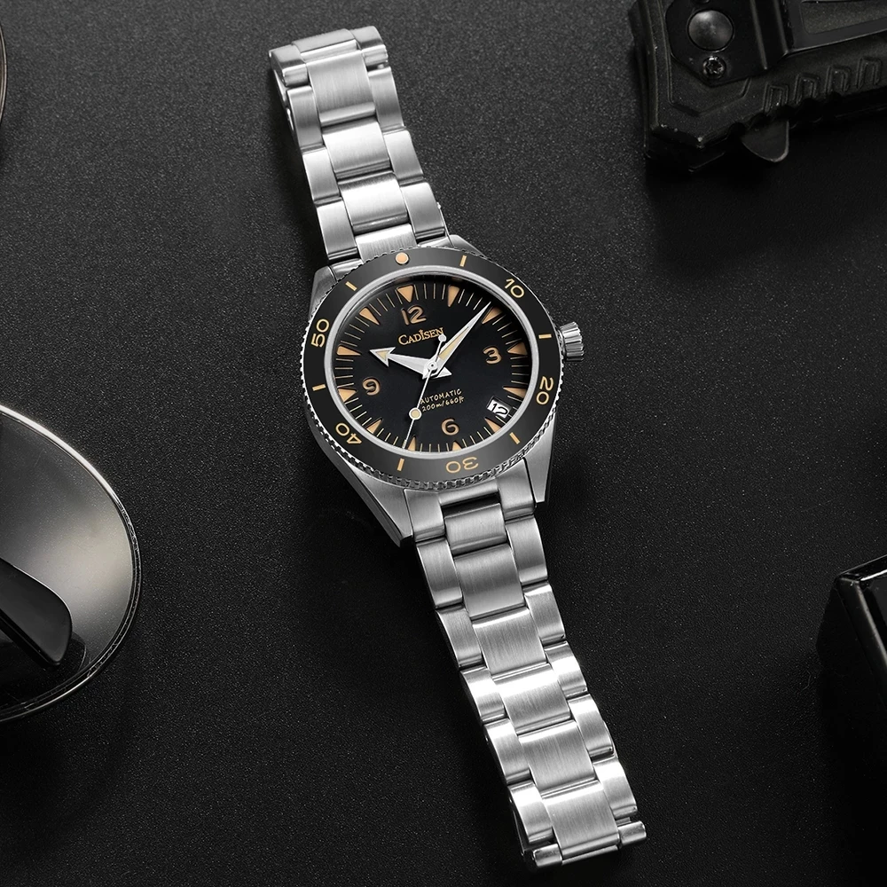 Cadisen Brand Men s New Mechanical Fashion watch 200M Waterproof Sapphire Mirror Luminous watch for men