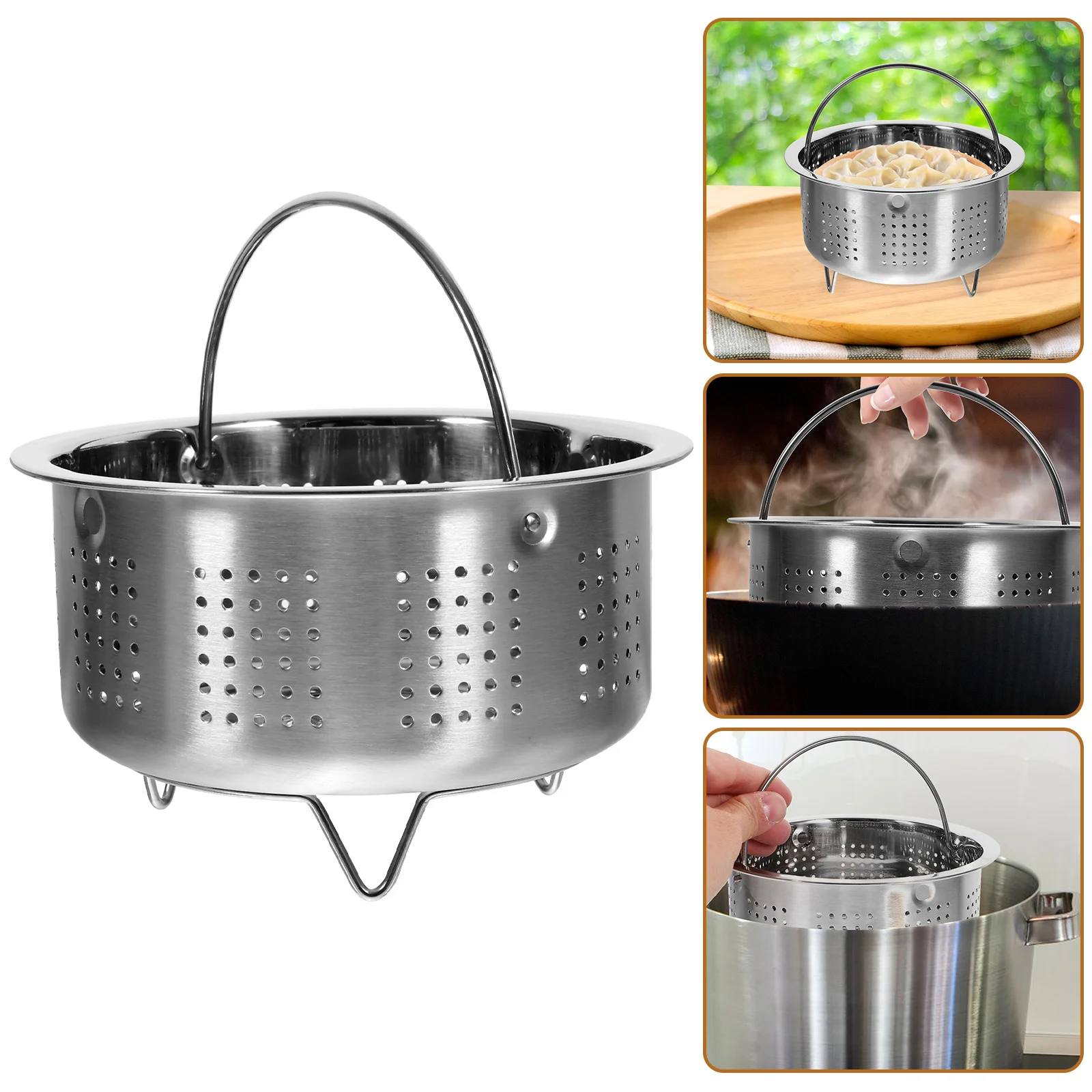 

Stainless Steel Rice Steamer Reusable Food Steaming Rack Cooker Supplies Strainer Metal for Pots