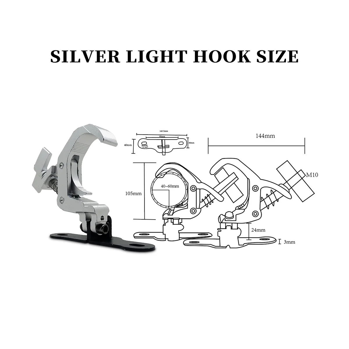 

1 пара, алюминиевые сценические проекторы с крючком, вращающаяся головка, регулируемый зажим, безопасная нагрузка 150 кг для оборудования диджея, дискотеки, сценического оборудования (B)