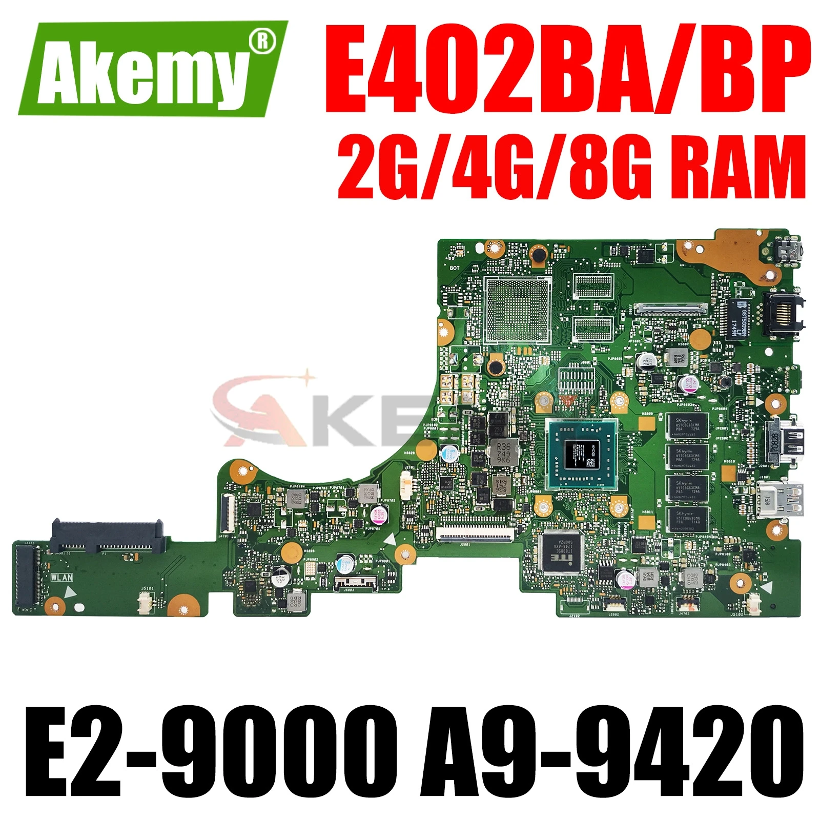 

E402BA Laptop Motherboard For ASUS VivoBook E402BP E402BA E402B Notebook Mainboard 2G/4G/8G RAM with E2-9000 A9-9420 CPU