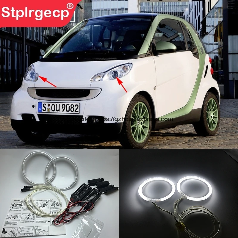 

HochiTech For Smart Fortwo W451 Mk2 2008-2014 Ultra Bright Day Light DRL CCFL Angel Eyes Demon Eyes Kit Warm White Halo Ring