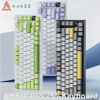 Механическая клавиатура Ajazz AK820 Pro 75%, игровая клавиатура с прокладкой, интеллектуальным дисплеем TFT и ручками