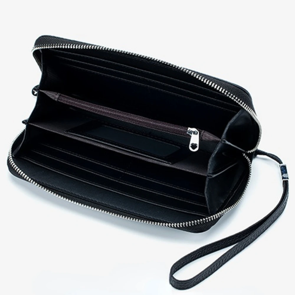 Genuine Leather Long Wallet Rfid Rotecting Stop Theft Wallet Soft Cowhide Simple Wallet Mobile Phone Bag