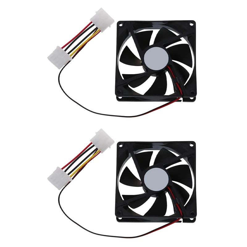 Ventola Di Raffreddamento Per Pc In Plastica Nera 2X Dc 12V 4 Pin 90Mm X 90Mm X 25Mm