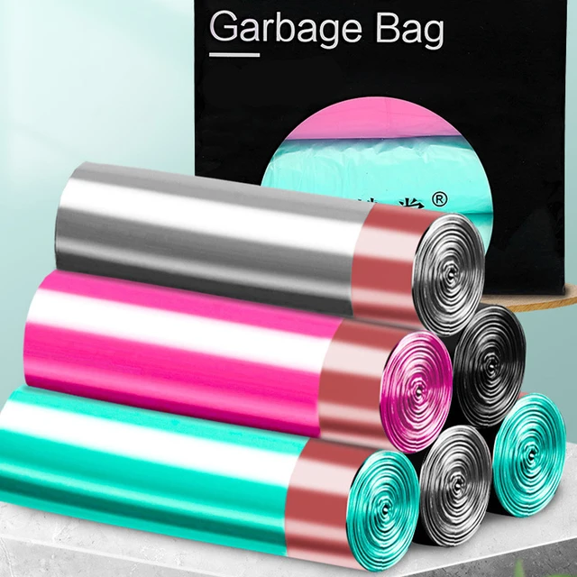 5rolls/75pcs Drawstring Garbage Bag, Portable Garbage Bag