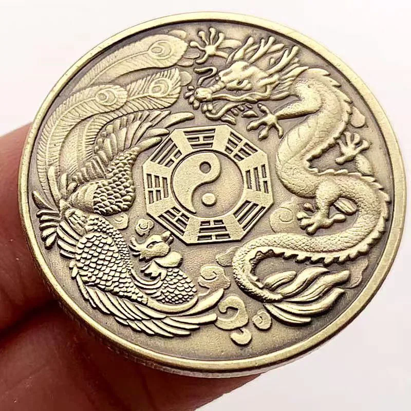 5PCS Tai Chi Challenge Coin EDC Metal Fidget Toys ADHD Anxiety Relief For Kids And Adults Good Luck Commemorative Gifts 5