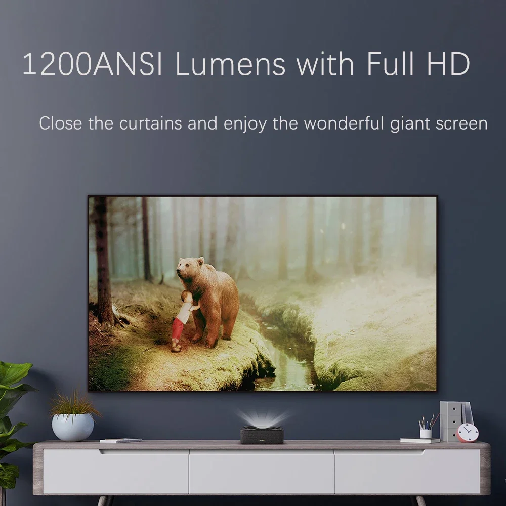홈 시어터용 스마트 HDR 비디오 비머, 1080P 1200 ANSI 루멘 레이저 프로젝터, 지지대 4K 프로젝터, 비디오 시네마