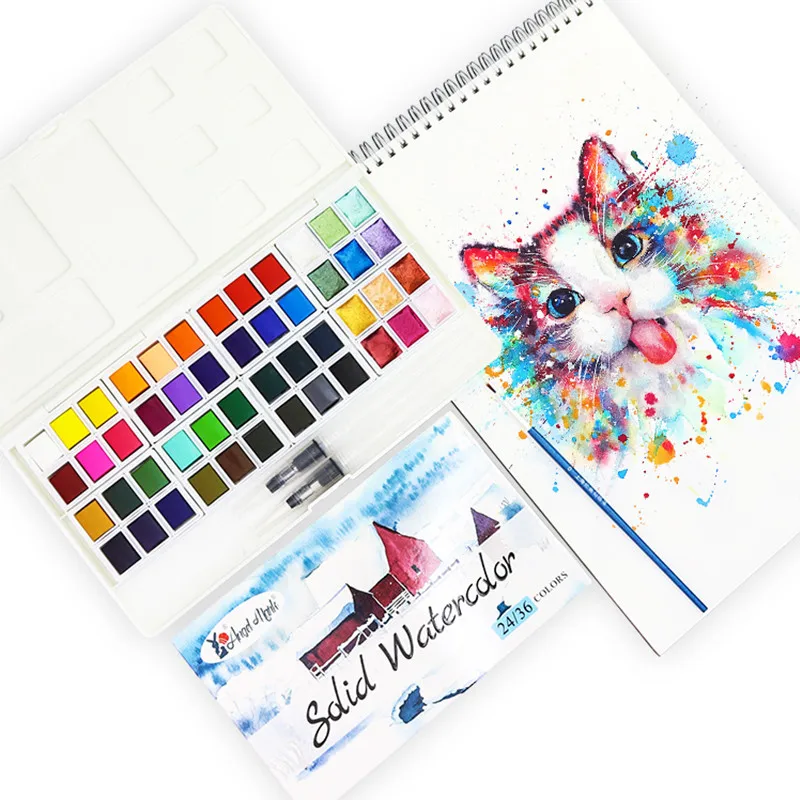 Angel Mark Professional Solid Watercolor Paint Set Portable Drawing Pearlescent Watercolor Pigment For Painting Art Supplies