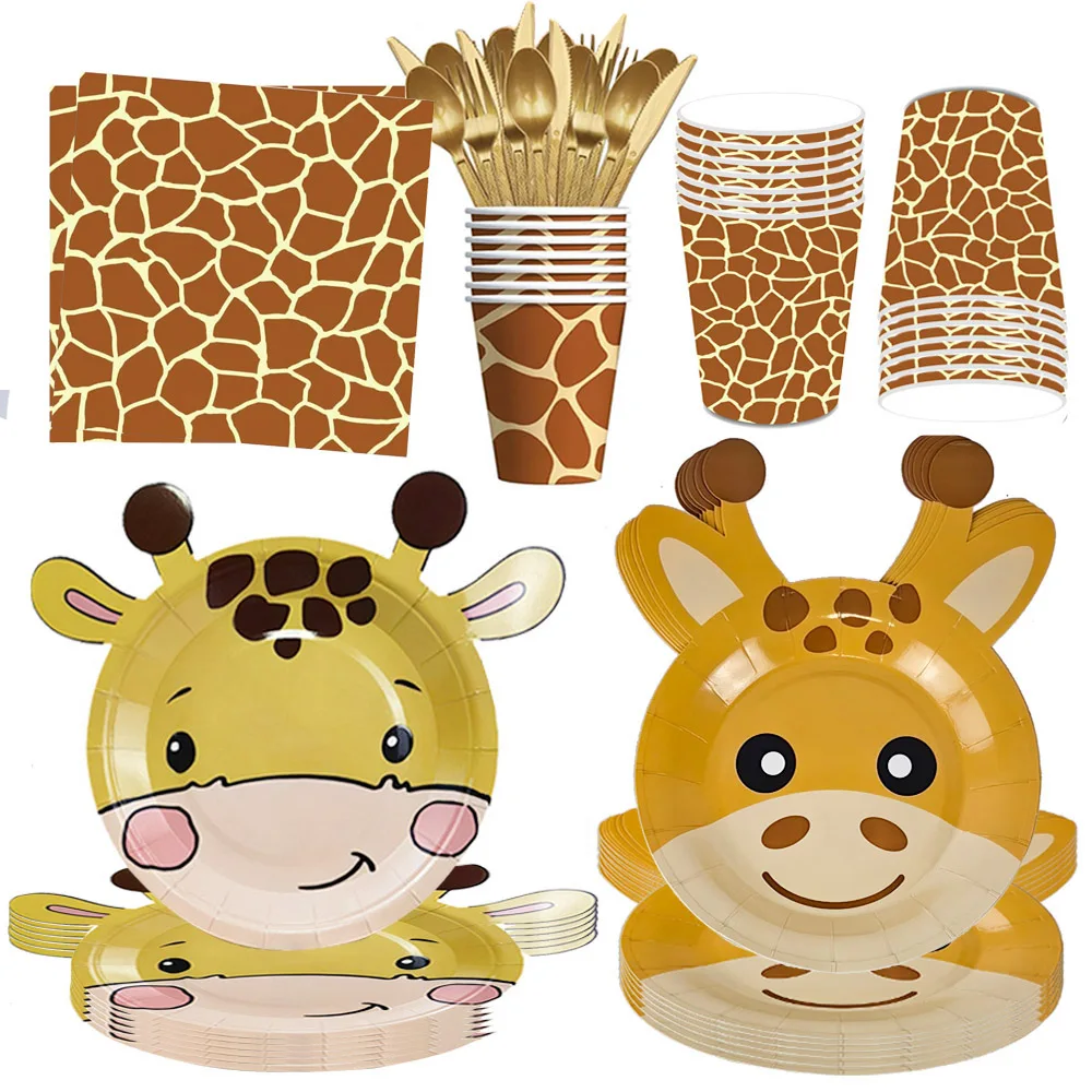 Giraffe-Birthday-Party-Supplies-Giraffe-Paper-Plates-Napkins-Cups-Spoon ...