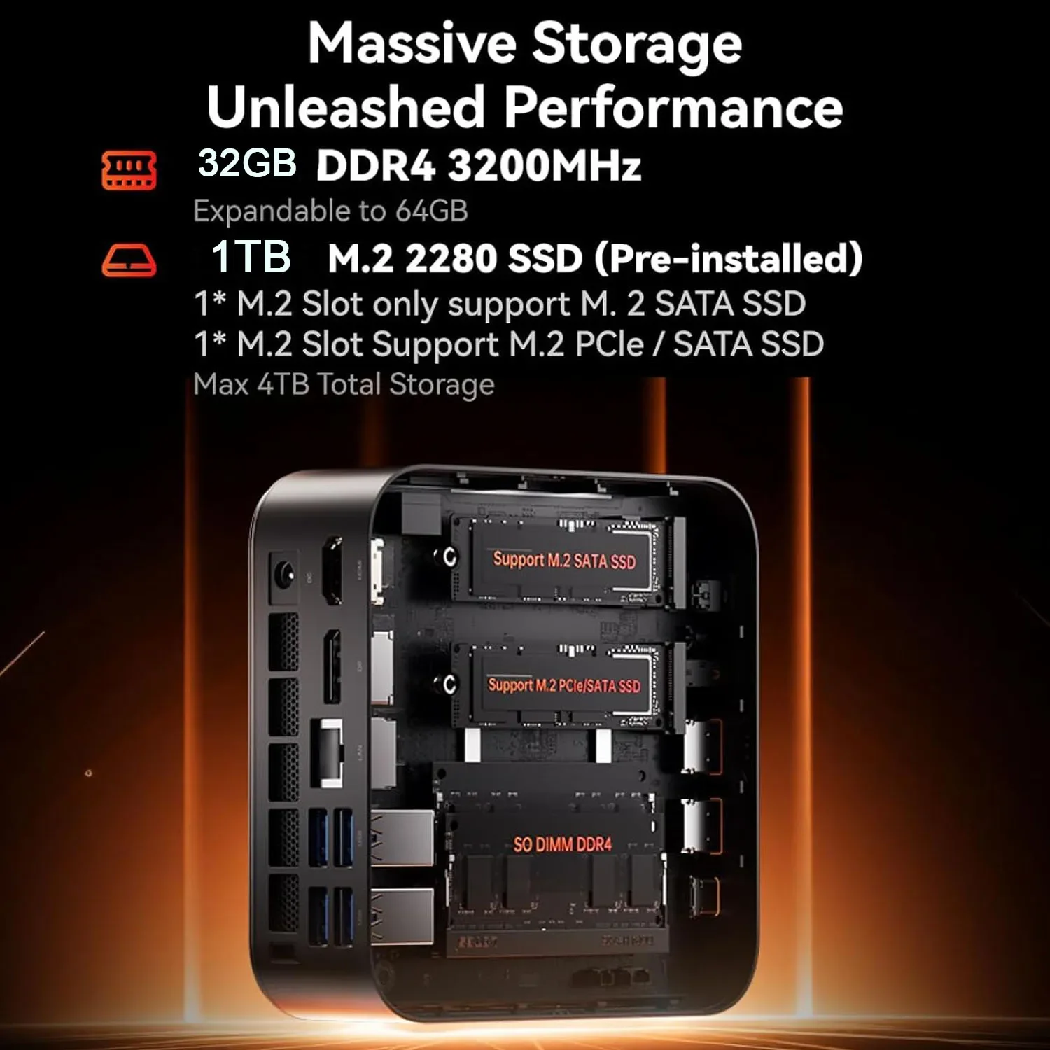 KAMRUI E3B Mini PC AMD Ryzen 7 7730U 16GB RAM 512G 1TB SSD Windows 11 Pro - immagine 5