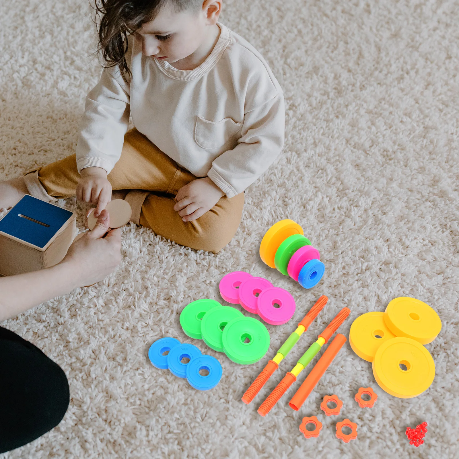 Adjustable Dumbbell Children Dumbbell Adjustable Weight Kids Barbell Toy Plastic Dumbbells Children Fitness Equipment Home Gym Training Tools Barbells Kids Sports