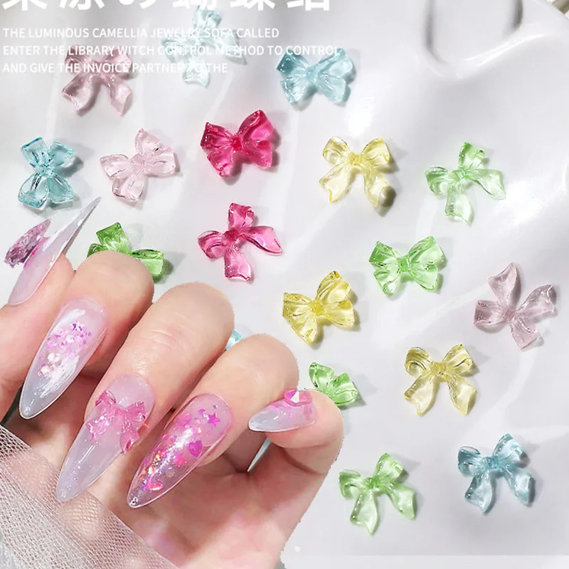 9 Colors 3D Bow Nail Art Decorations, 100PCS Colorful Bowknot Nail  Accessories 3D Bows Nail Charms for Acrylic Resin Flatback Nail Art Design