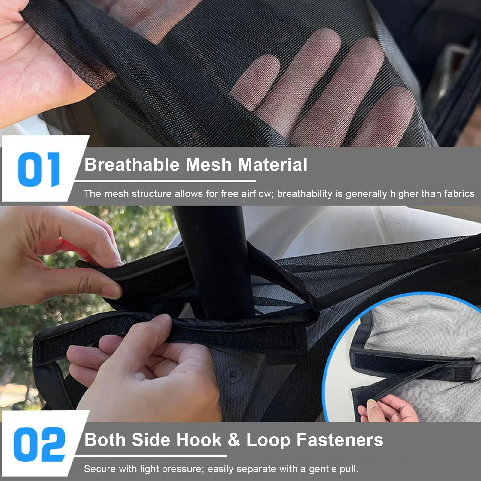 58"x57" LKW-Heckklappe Netzgitter Magnetisch & mit Riemen UV- & Insektenschutz Konvertierbares Sonnenschutzzelt für Overlanding Camping Reisen – Detail 7