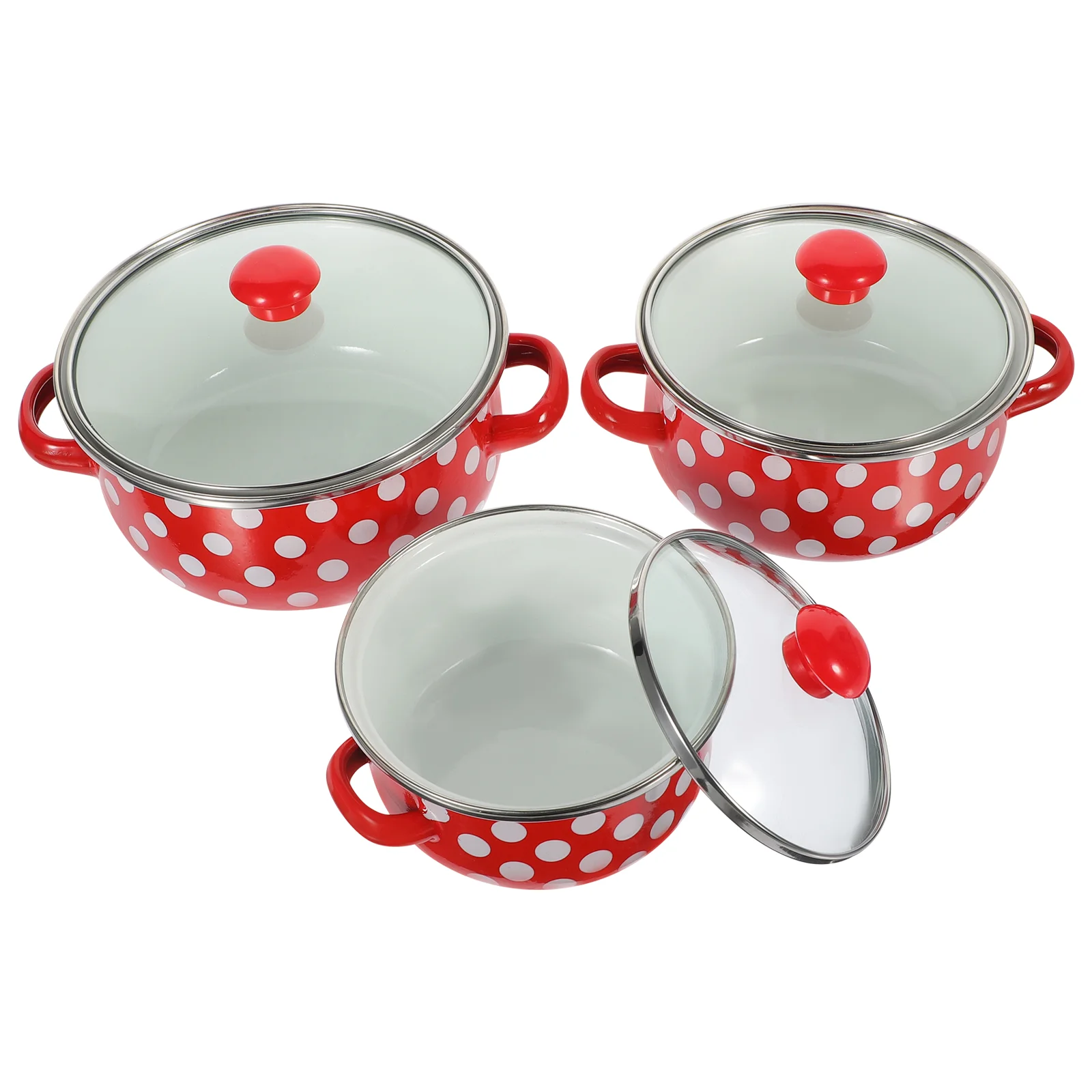 

1 Set of Enamel Stockpot with Lid Cooking Pot Vintage Stew Pot with Handle Soup Pot