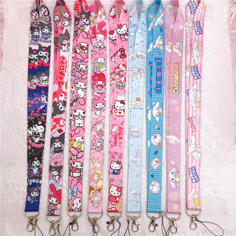 

Cartoon Anime Mobile-phone Lanyard Kawaii Kuromi Cinnamon Kt Cat My Melody For Mobile-phone Bus Subway Card Camera Long Rope