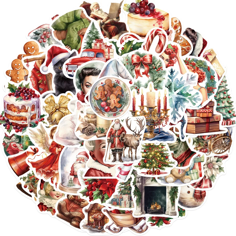 

10/30/50PCS New Year Christmas Stickers Graffiti Decoration Gift Waterproof Skateboard Phone Notebook Guitar Wall Decals Toys