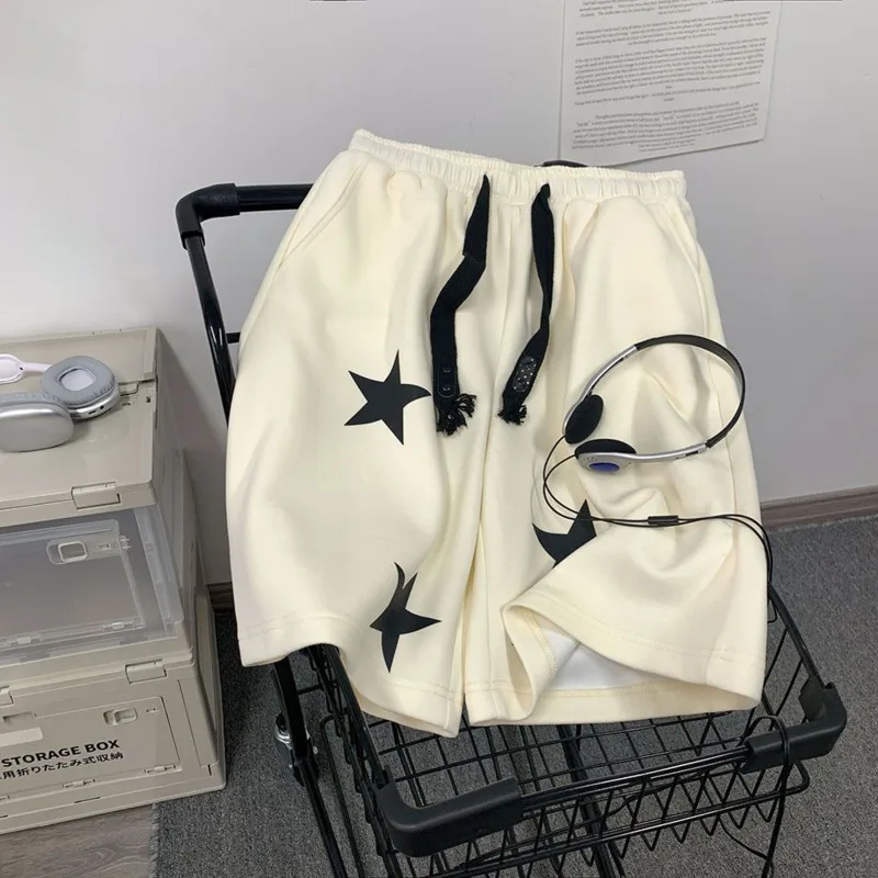 Y2k Star Graphic Casual Beach Shorts 2000s Aesthetic Youthful Woman Trousers Summer New Fashion Wide Leg Baggy Short Pants Girls